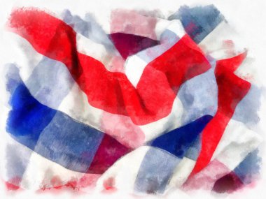 Peştamal ya da İskoç Doku stili suluboya resim çizimi.