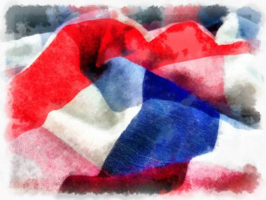 Peştamal ya da İskoç Doku stili suluboya resim çizimi.