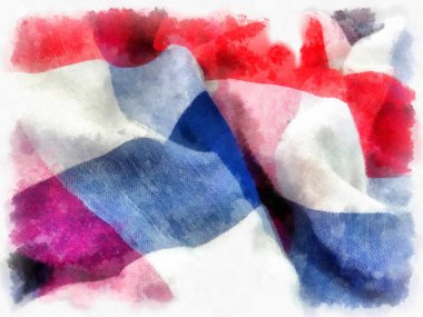 Peştamal ya da İskoç Doku stili suluboya resim çizimi.