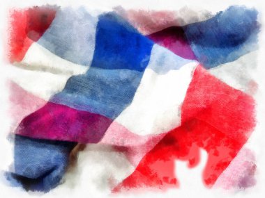 Peştamal ya da İskoç Doku stili suluboya resim çizimi.