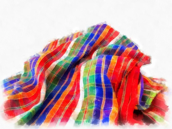 Tessuto Tessuto Scozzese Stile Acquerello Illustrazione Impressionista Pittura — Foto Stock