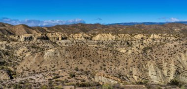 Tabernas Çölü, Desierto de Tabernas. Avrupa sadece çöl. Almerya, Endülüs bölgesi, İspanya. Vahşi doğa koruma alanı ve spagetti batı filmleri için mekan.