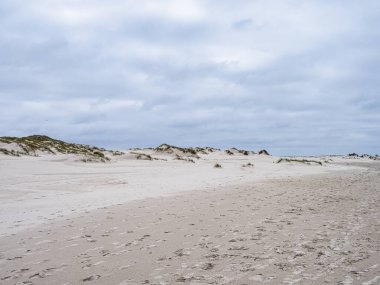Kuzey Friesland, Almanya 'daki Amrum adasındaki Merdiven adlı kum tepeciği manzarası.