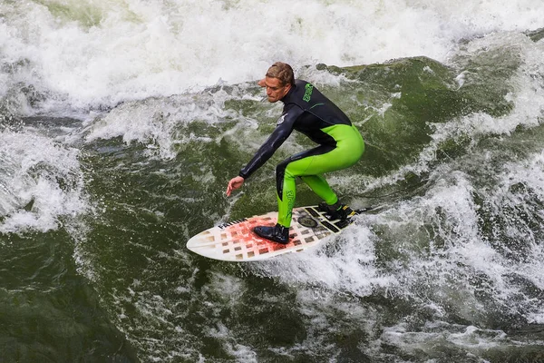 Munich Germany October 2021 Surfer City River Munich Famous People — Stock Photo, Image