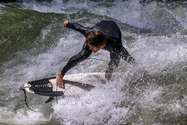 München Németország Július 2021 Surfer Város Folyó München Híres Emberek — Stock Fotó