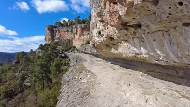 Panoramautsikt Sierra Cuenca Ved Spania Turstier Raya Escalern Cuenca Spania – stockvideo