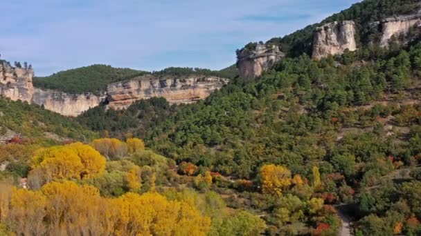 Panoramautsikt Sierra Cuenca Ved Spania Turstier Raya Escalern Cuenca Spania – stockvideo