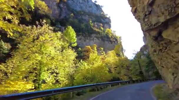 Conduciendo Por Cañón Foz Arbayun Del Río Salazar Los Pirineos — Vídeo de stock