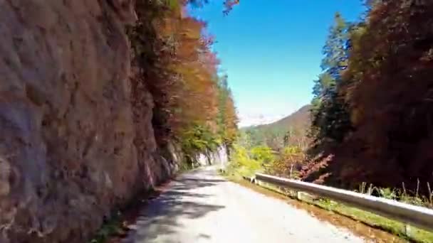 Autofahrt Durch Das Tal Von Hecho Den Spanischen Pyrenäen Herbst — Stockvideo