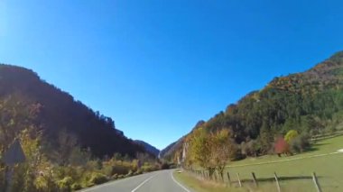Roncal Vadisi 'nden geçerken, Navarre' de Valle de Roncal, İspanya 'da Navarra, Avrupa