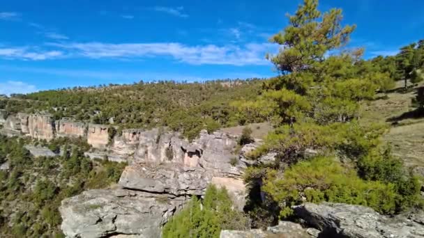 Panoramautsikt Serrania Cuenca Ved Spania Turstier Raya Escalern Cuenca Spania – stockvideo