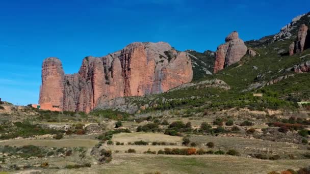 Panorama Des Roches Mallos Riglos Dans Province Huesca Aragon Espagne — Video