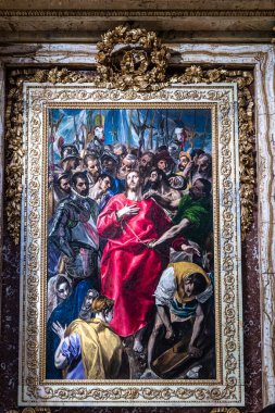 Toledo 'daki Aziz Mary Katedrali' nin içi, Toledo, İspanya 'daki bir Roma Katolik katedrali olan Santa Maria de Toledo Katedrali.