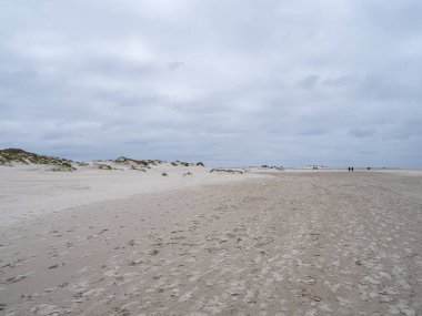 Kuzey Friesland, Almanya 'daki Amrum adasındaki Merdiven adlı kum tepeciği manzarası.