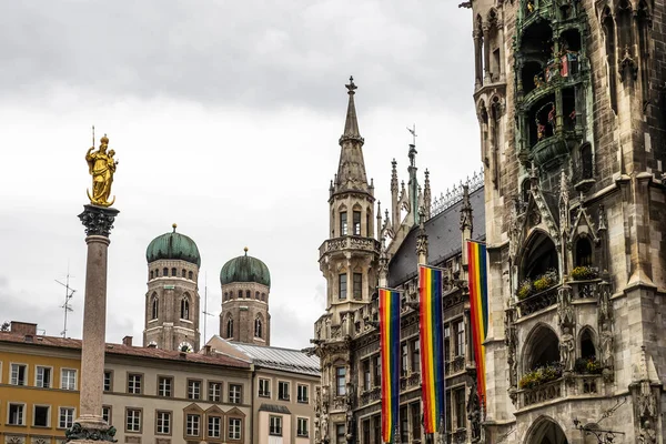 Vista Sobre Marienplatz Prefeitura Frauenkirche Munique Alemanha Europa — Fotografia de Stock