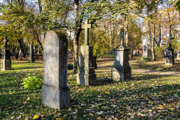 Tarihi Mezar Taşlarıyla Ünlü Münih Eski Kuzey Mezarlığı Manzarası Cenazeler — Stok fotoğraf