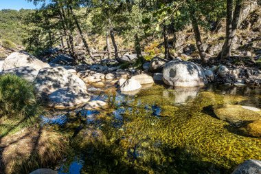 Los Pilones 'un Garganta de los faernos vadisindeki doğal havuzları, Cehennem Geçidi, Jerte vadisi, Caceres, İspanya