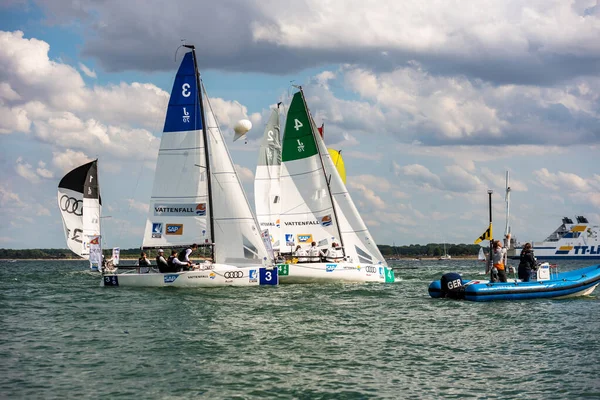 Travemuende, Almanya - 28 Temmuz 2018 Seyahat Haftası 'nda yelkenliler, Almanya, Baltık Denizi