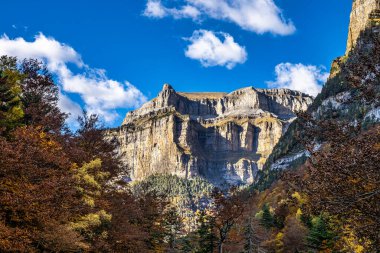 Ordesa ve Monte Perdido Ulusal Parkı, Pireneler, İspanya Aragon 'da sonbahar manzarası.