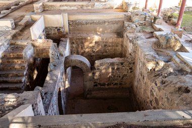 İspanya, Merida Arkeoloji Topluluğu 'nun Casa del Mitreo Evi. Merida Arkeoloji Topluluğu UNESCO Dünya Mirası Alanı ilan edildi..