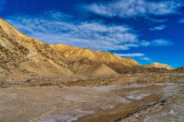 Tabernas Çölü, Desierto de Tabernas. Avrupa sadece çöl. Almerya, Endülüs bölgesi, İspanya. Vahşi doğa koruma alanı ve spagetti batı filmleri için mekan.