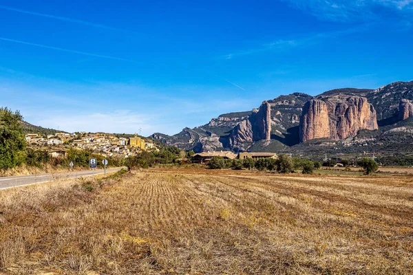 Panorama Van Rotsen Van Mallos Riglos Provincie Huesca Aragon Spanje — Stockfoto
