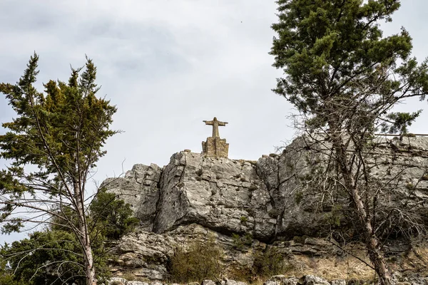 Άγαλμα Του Ιησού Χριστού Στο Κάστρο Ροσαφρίντα Στη Βετέτα Serrania — Φωτογραφία Αρχείου