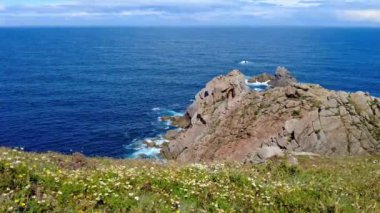 Atlantic Ocean landscape at Estaca de Bares peninsula coast. Province of A Coruna, Galicia in Spain.