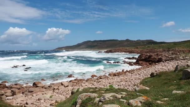 Landscape View Reira Beach Praia Reira Camarinas Galicia Spain — Vídeos de Stock