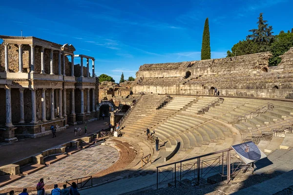 Romeins Amfitheater Merida Augusta Emerita Extremadura Spanje Romeinse Stad Tempels — Stockfoto