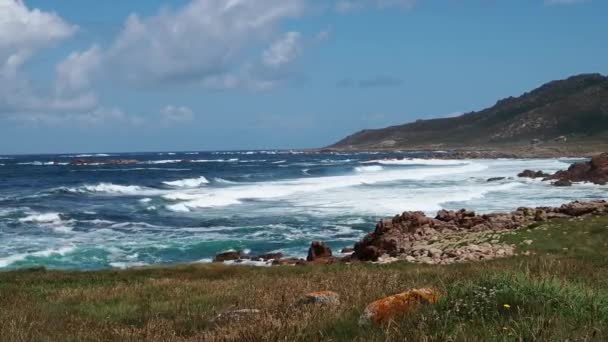 Landscape View Reira Beach Praia Reira Camarinas Galicia Spain — Vídeo de Stock