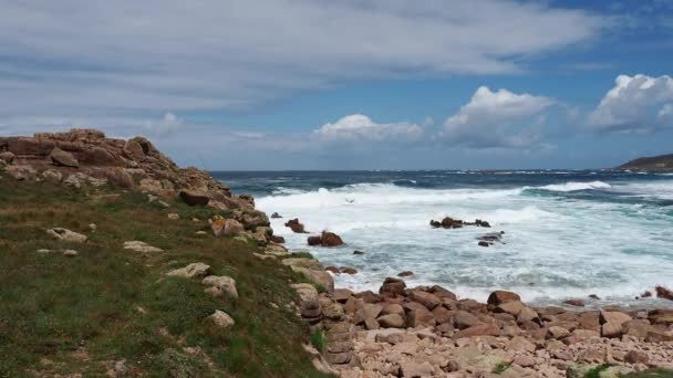 Landscape View Reira Beach Praia Reira Camarinas Galicia Spain — 비디오