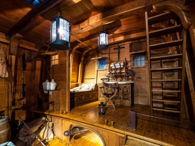 Interior of Historical colonial museum, Casa de Colon, Colombus House in Las Palmas, Gran Canaria, Spain in Europe