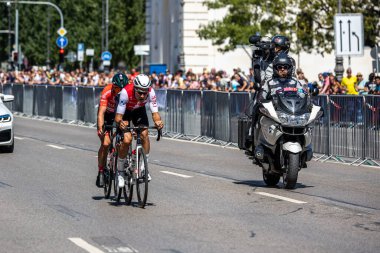 Munich, Germany - Aug 14, 2022: Competitors at the European Championships 2022. Mens Cycling Road Race in Munich, Germany