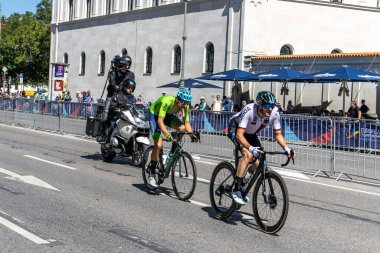 Munich, Germany - Aug 14, 2022: Competitors at the European Championships 2022. Mens Cycling Road Race in Munich, Germany