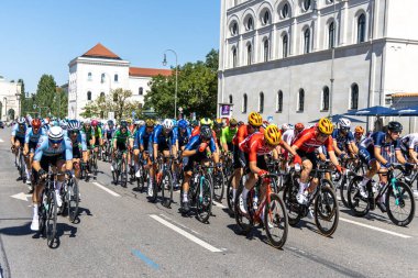 Munich, Germany - Aug 14, 2022: Competitors at the European Championships 2022. Mens Cycling Road Race in Munich, Germany