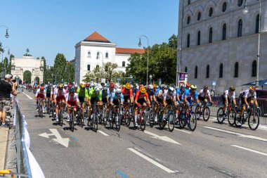 Munich, Germany - Aug 14, 2022: Competitors at the European Championships 2022. Mens Cycling Road Race in Munich, Germany