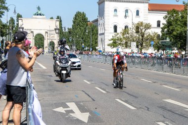 Munich, Germany - Aug 14, 2022: Competitors at the European Championships 2022. Mens Cycling Road Race in Munich, Germany