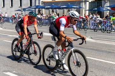 Munich, Germany - Aug 14, 2022: Competitors at the European Championships 2022. Mens Cycling Road Race in Munich, Germany