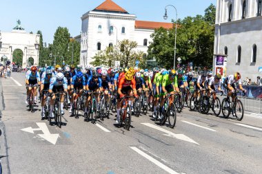 Munich, Germany - Aug 14, 2022: Competitors at the European Championships 2022. Mens Cycling Road Race in Munich, Germany