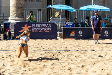Munich, Germany - Aug 17, 2022: Women's European Beach Volleyball Championships 2022. Spain vs Switzerland