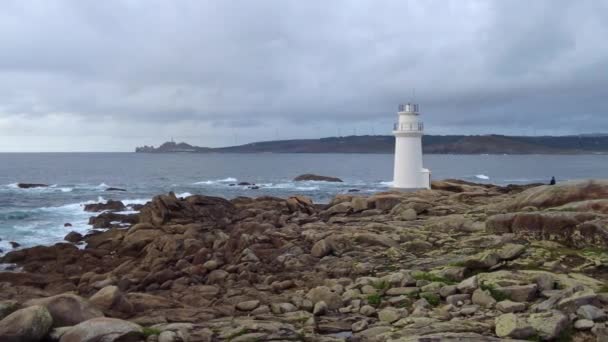 Faro Costa Muxia Galicia España Esta Una Las Últimas Etapas — Vídeos de Stock