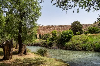 Hiking at Hoces gorges del Rio Riaza Natural Reserve near Segovia in Spain, Europe