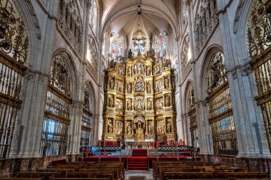 Interior of the Burgos Cathedral in Castilla y Leon, Spain. Unesco World Heritage Site. Erected on top a Romanesque temple, the cathedral was built following a Norman French Gothic model.