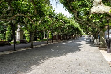 Street called Paseo del Espolon on the river bank in the city of Burgos, Spain in Europe