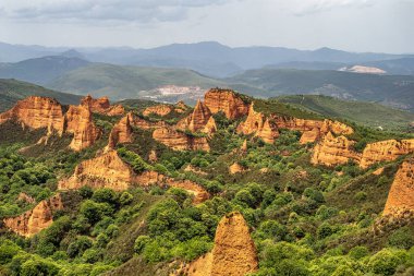 Spectacular landscape of las Medulas, ancient gold mine in Spain. It is unesco world heritage site. Roman mine in El Bierzo county. Cultural landscape.