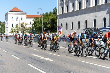 Munich, Germany - Aug 14, 2022: Competitors at the European Championships 2022. Mens Cycling Road Race in Munich, Germany