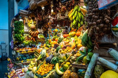 Trade in fresh vegetables and fruit in the historical farmer Mercado de Vegueta market at Las-Palmas de Gran Canaria, Spain