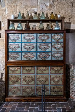 The cloister of Santo Domingo de Silos Abbey at Burgos, Spain. It is a Benedictine monastery and a masterpiece of Romanesque art.