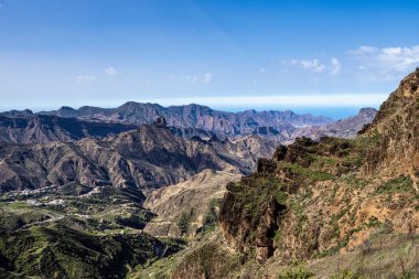 Gran Canaria yürüyüş rotası Cruz de Tejeda 'dan Artenara' ya, Caldera de Tejeda, Gran Canaria, Kanarya Adaları, İspanya